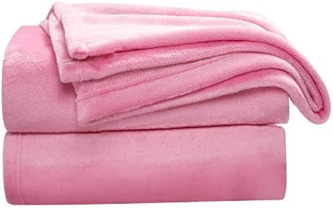 Bedsure Flannel Fleece Blanket Throw Size (50"x60"), Rose Pink - Lightweight Blanket for Sofa, Co... | Amazon (US)