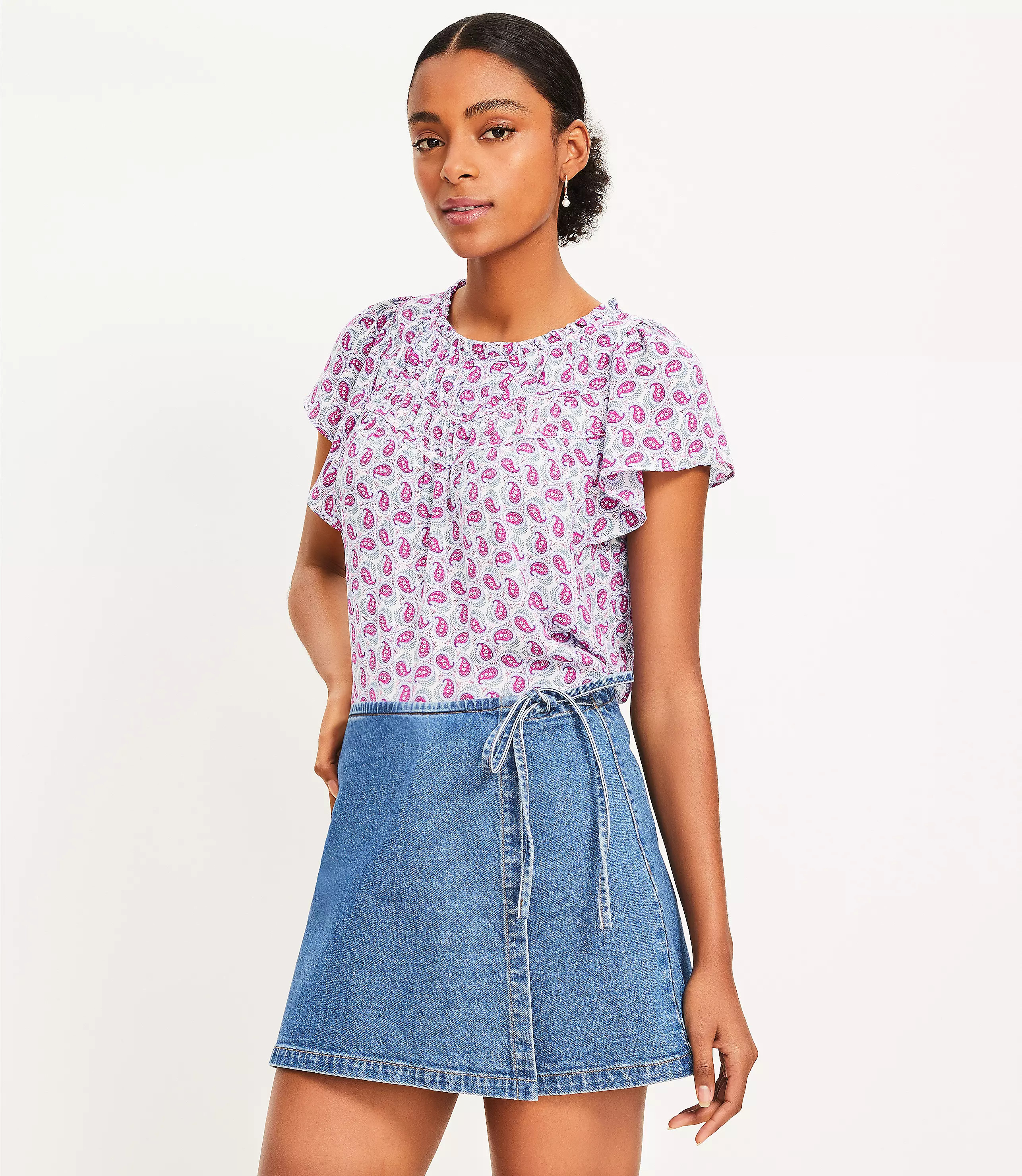 Denim Skort in Classic Mid Wash | LOFT