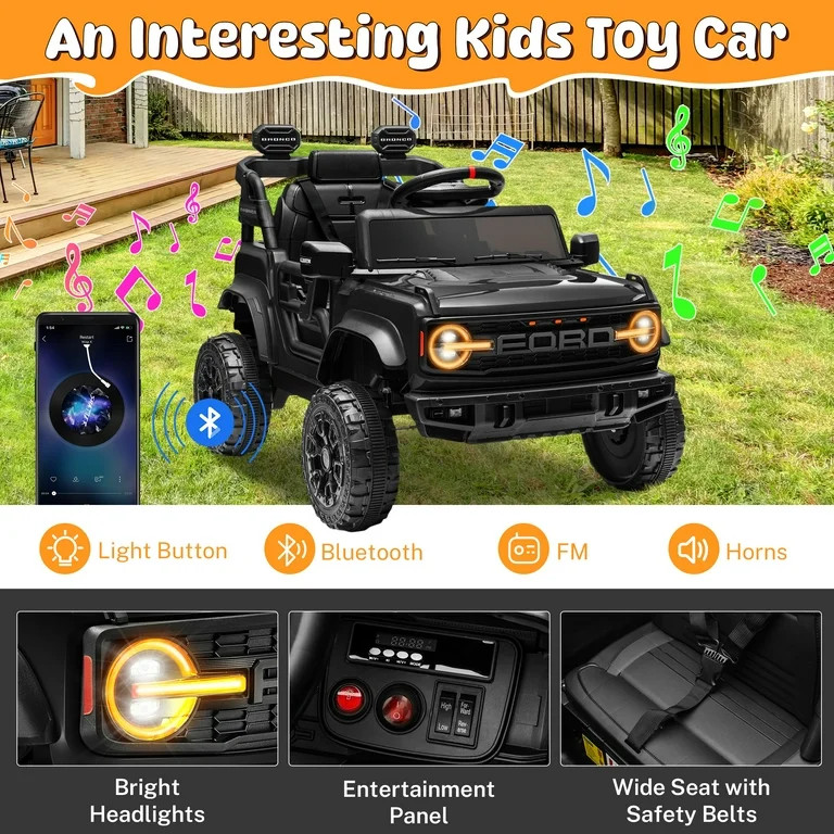 Ford Ride on Toy Cars, 12V Ford Bronco Raptor Powered Ride on Truck with Remote Control, Electric... | Walmart (US)