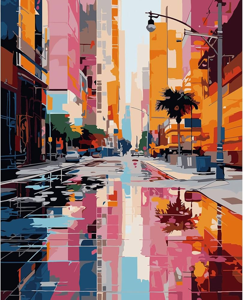 QUITEDEW City Adult Paint by Number Kits, Street Paint by Numbers for Adults Canvas, Drawing Pain... | Amazon (US)