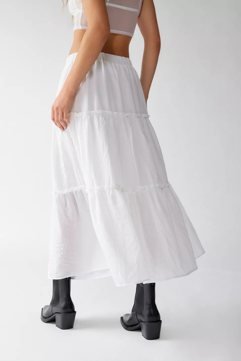 Urban Renewal Remnants Crepe Tiered Midi Skirt | Urban Outfitters (US and RoW)