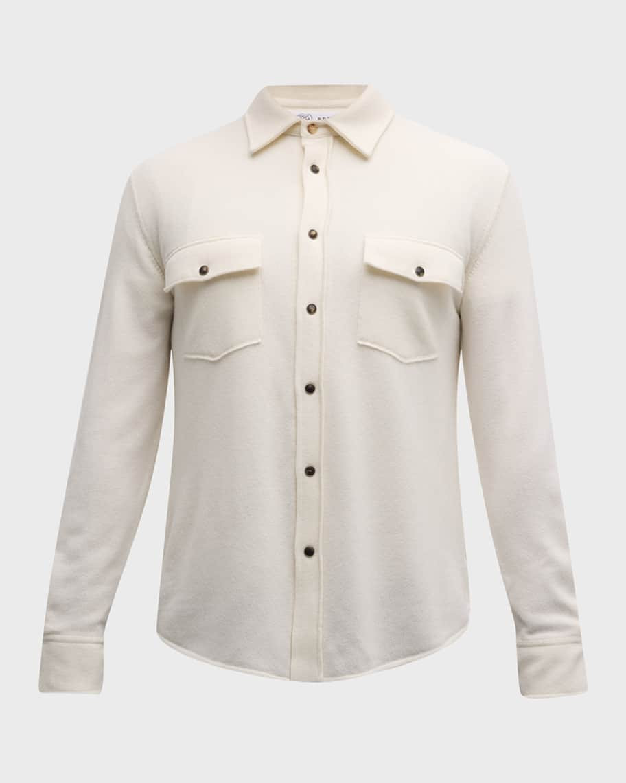 Brunello Cucinelli Men's Western Cashmere-Blend Overshirt | Neiman Marcus