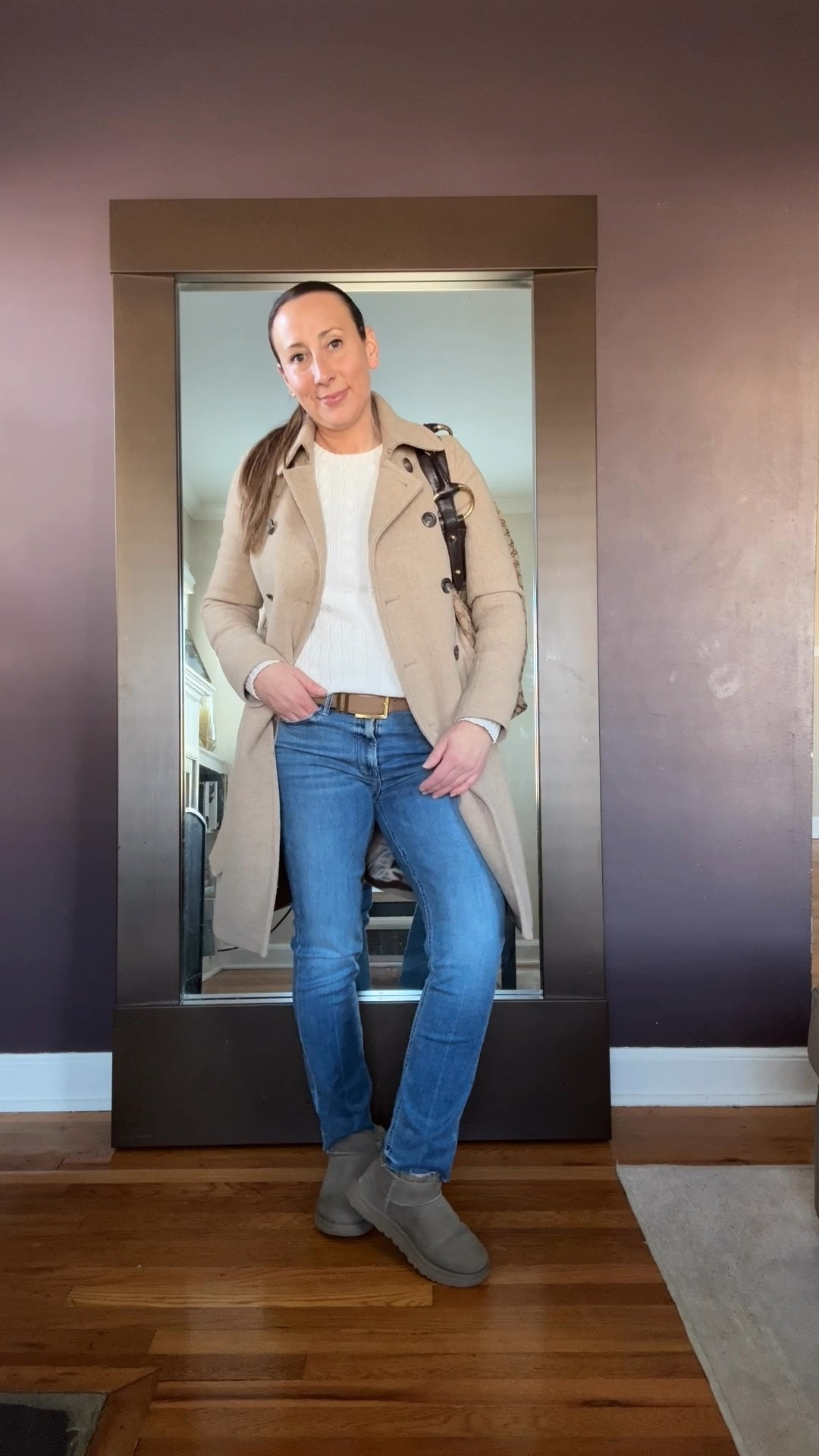 Pretty neutrals for winter. I love to mix creams taupes and beiges in winter. This look is comfy and stylish.  These are new jeans that I’ve been wearing on repeat!  //. Winter outfit. Work outfit. Wool coat. Ugg boots  

#LTKStyleTip #LTKWorkwear #LTKSeasonal