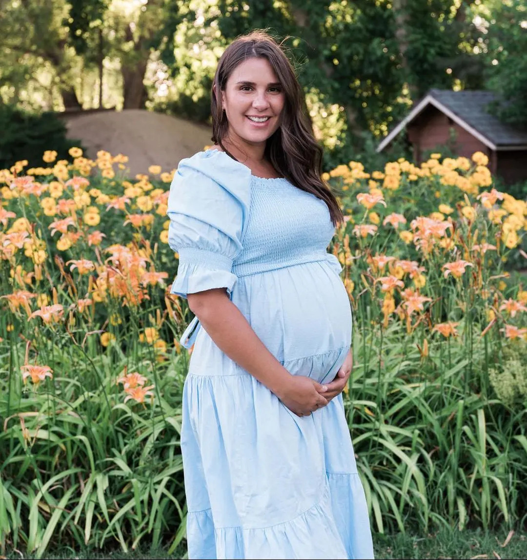Blue Cotton Smocked Midi Dress, Nursing Maternity Gown - Etsy | Etsy (Global)