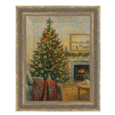 Petal Lane 8"x10"Vintage Christmas Tree Wall Art Patina Gold | Target