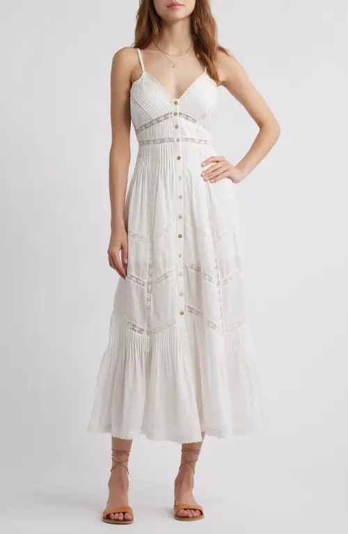 LoveShackFancy Esilda Lace Trim Cotton Dress in True White at Nordstrom, Size 14 | Nordstrom