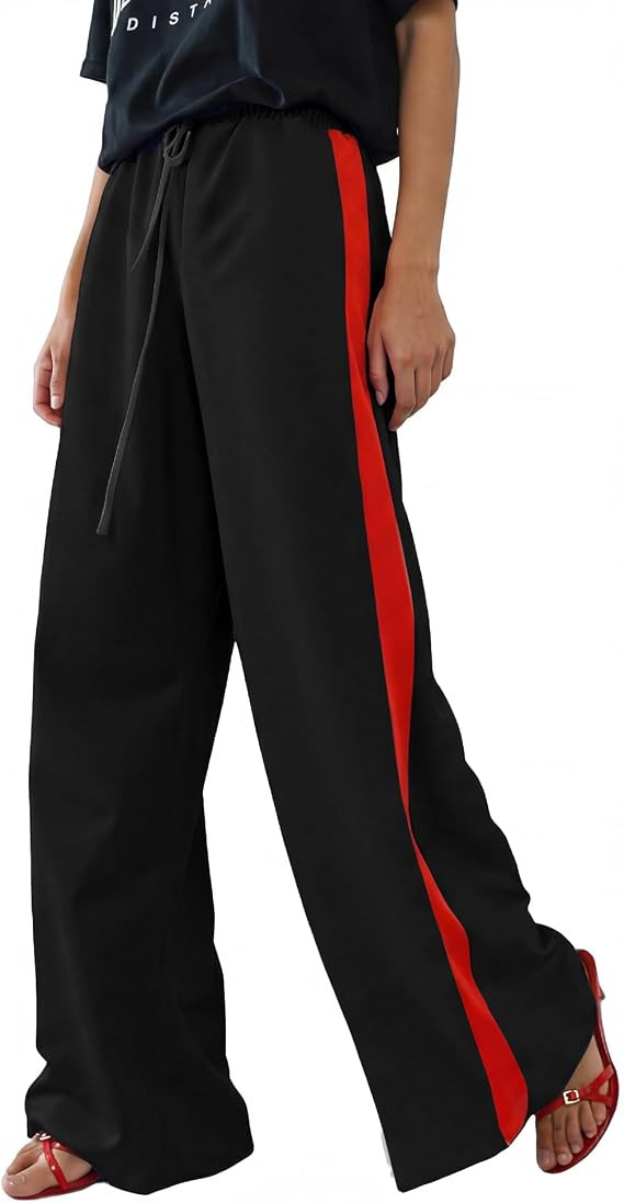 Rapbin Womens Leopard Wide Leg Pants Flowy Side Striped Palazzo Trousers | Amazon (US)