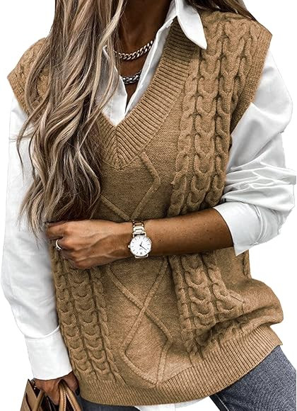 Niwicee Sweater Vest Knitted Sleeveless Jumpers Tank Top Streetwear Knitwear Plaid Pullovers Swea... | Amazon (UK)