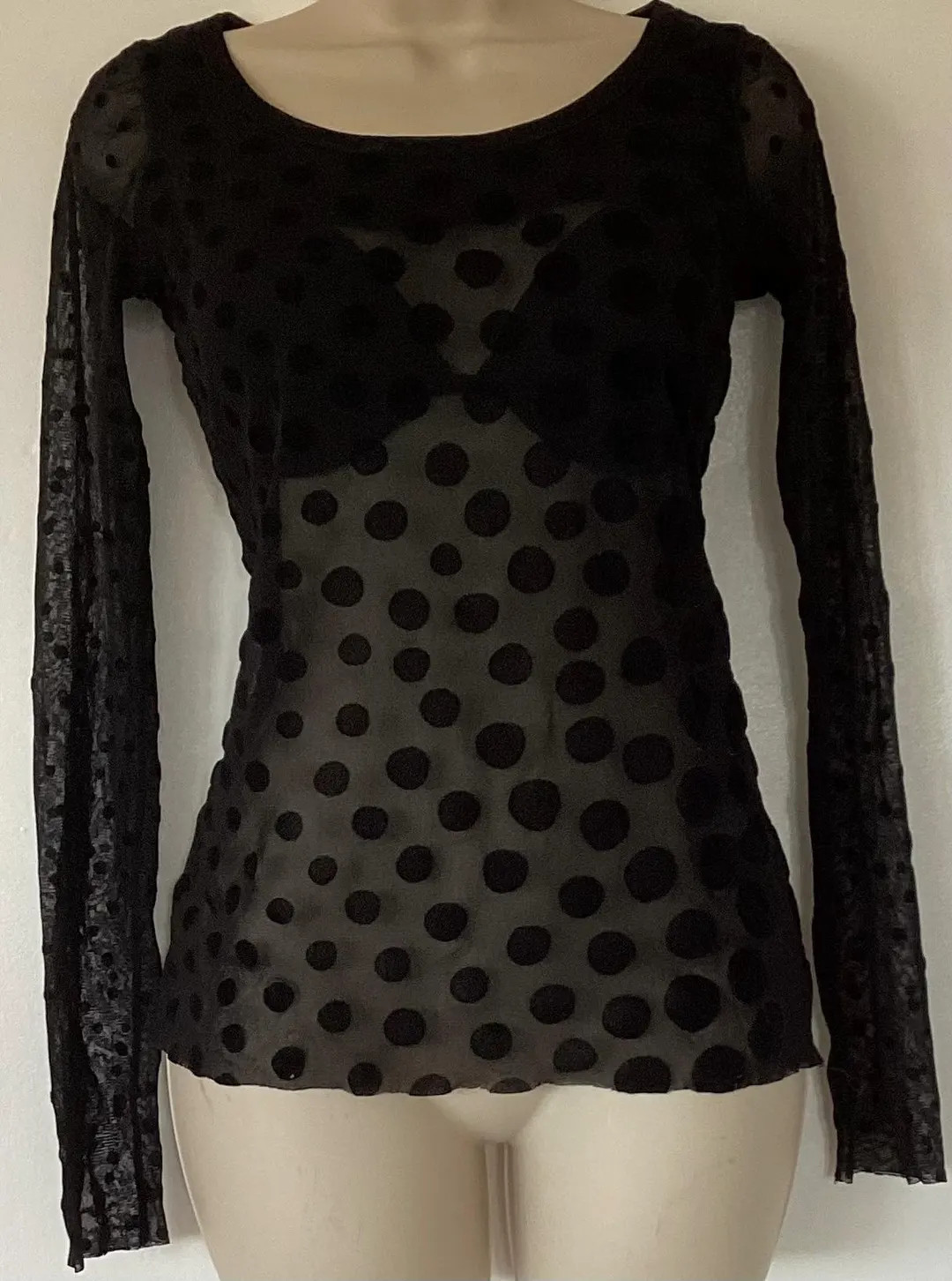Fuzzi - Elegante top vintage transparente negro con lunares - Etsy | Etsy (US)