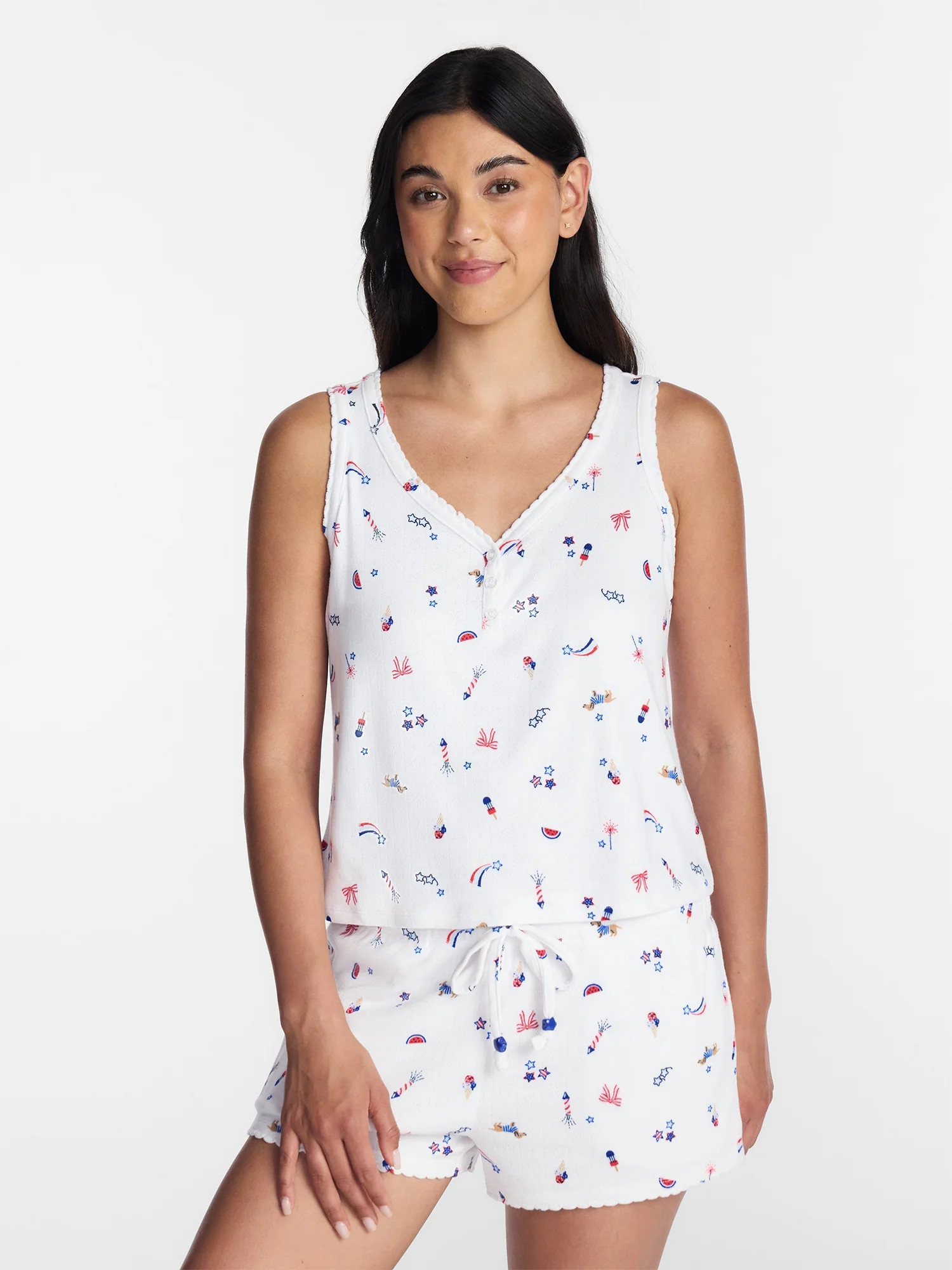 Fourth of July Women's Pointelle Top and Shorts Pajama Set from Way to Celebrate, 2-Piece, Sizes ... | Walmart (US)