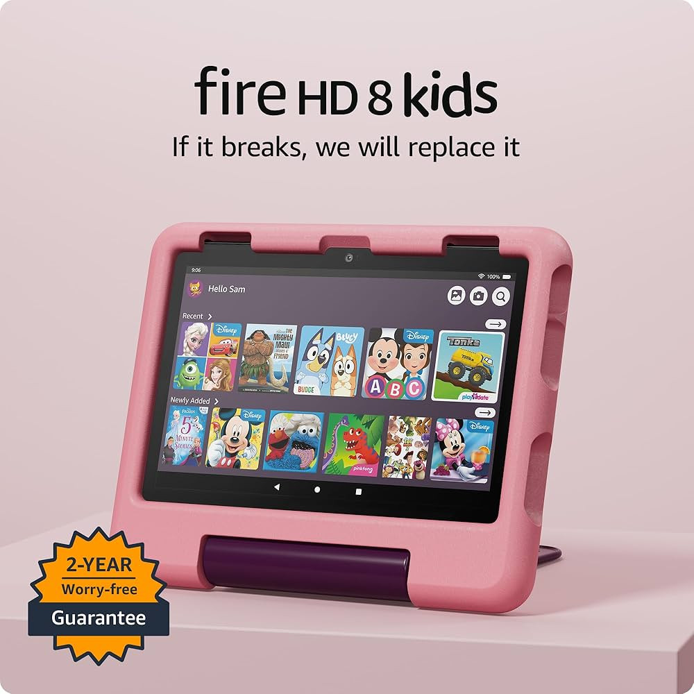 Amazon Fire HD 8 Kids tablet (newest model), ages 3-7. With bright 8" HD screen. Includes ad-free... | Amazon (US)