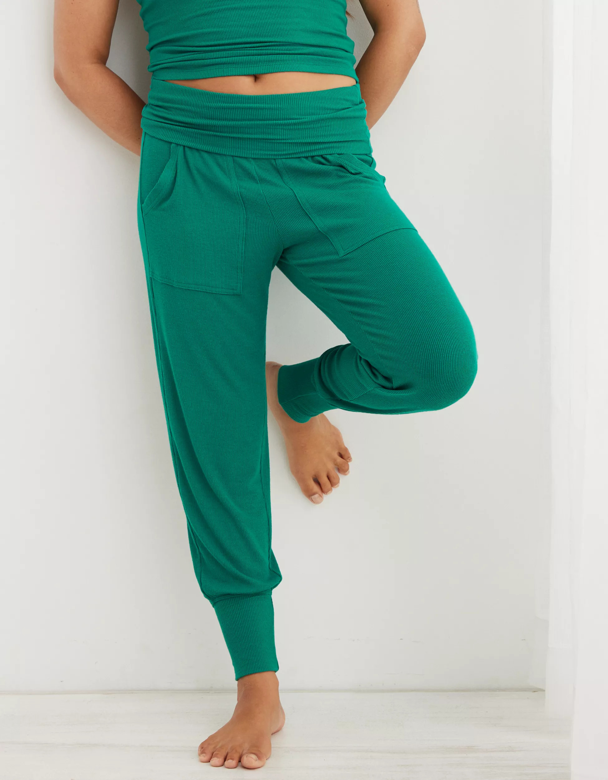 Aerie Real Soft® Ribbed Foldover Jogger | Aerie