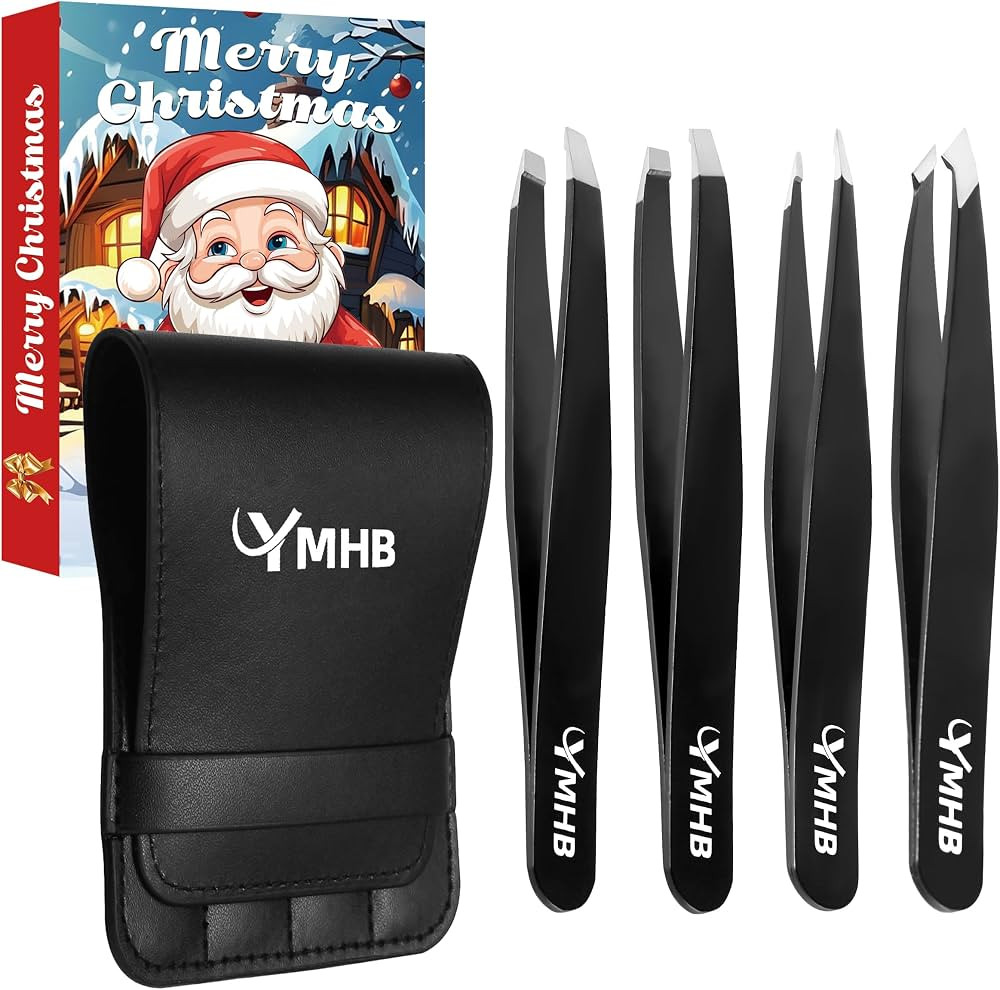 Tweezers Set - 4Pcs Stainless Steel Eyebrow Tweezers, Great Precision for Facial Hair, Splinter a... | Amazon (US)