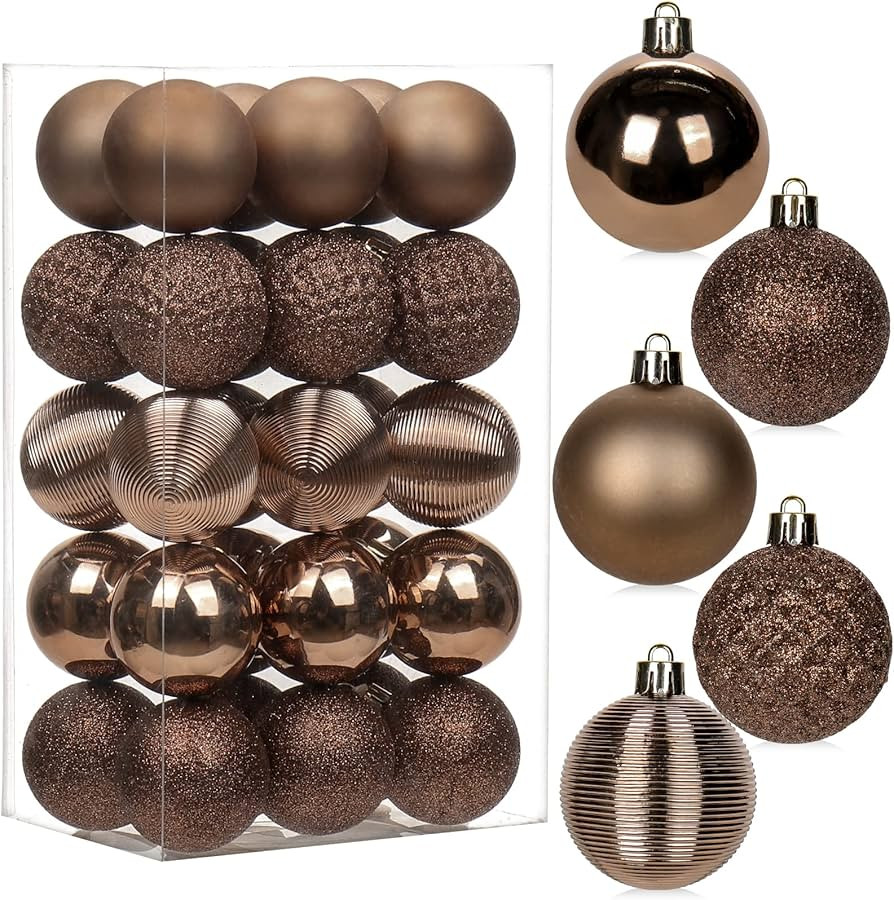 30PCS 2" Christmas Ball Ornaments Shatterproof Brown Christmas Tree Decorations Xmas Tree Balls H... | Amazon (US)