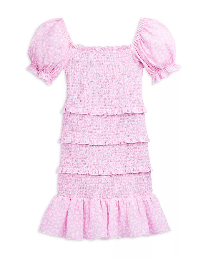 Girls' Laila Puff Sleeve Tiered Smocked Dress - Big Kid | Bloomingdale's (US)