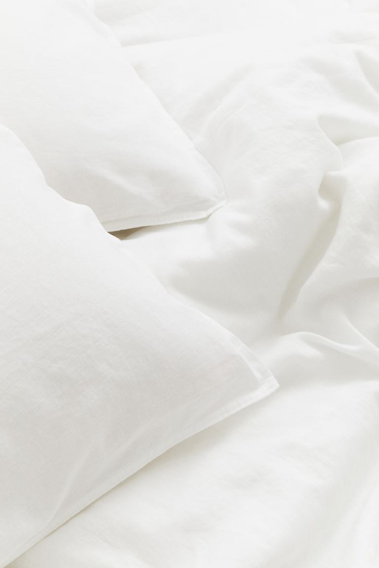 Linen-blend double/king size duvet cover set - White - Home All | H&M GB | H&M (UK, MY, IN, SG, PH, TW, HK)