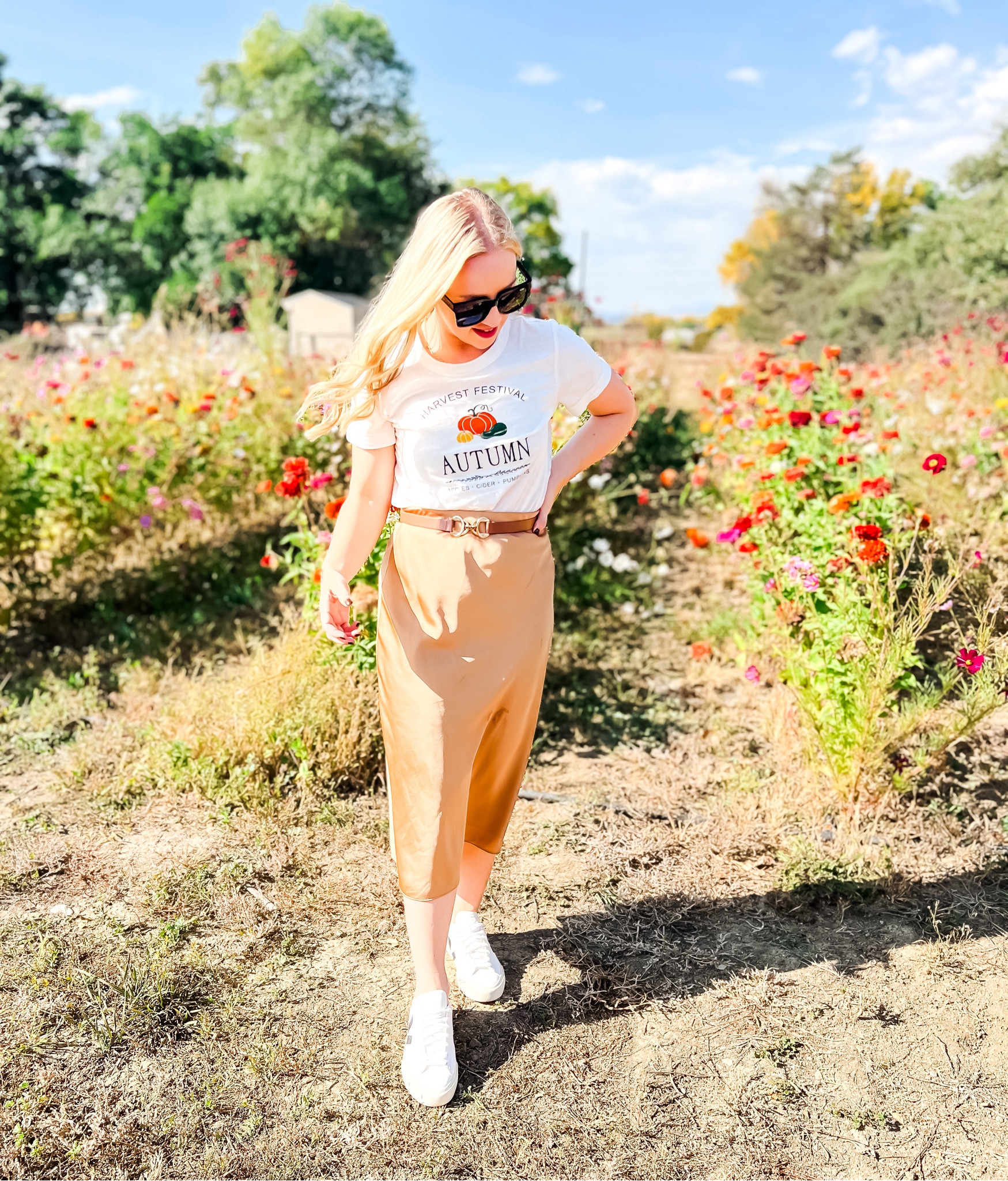 Fall outfit for the pumpkin patch! shirt fits tts, wearing small petite, slip skirts fits tts, wearing small petite, Veja campo sneakers fit tts, wearing 38 (size 7)
Pumpkin patch, slip skirt, midi skirt, graphic tee, fall outfit, Veja sneakers, petite outfit 

#LTKFindsUnder100 #LTKStyleTip #LTKSaleAlert
