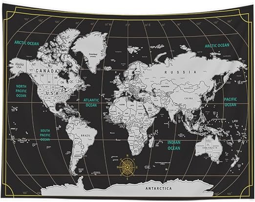 CAPSCEOLL World Map Tapestry for Kids Student Wall Tapestry World Geographical Distribution Tapes... | Amazon (US)