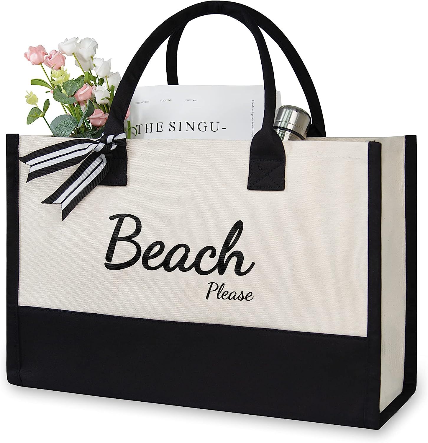 TOPDesign Beach Tote for Women, Canvas Bag for Beach Accessories, Travel Handbag for Holiday Vaca... | Amazon (US)