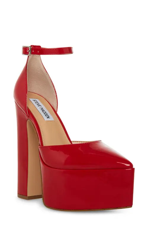 Steve Madden Prompt Pointed Toe Platform Pump in Red Patent at Nordstrom, Size 9 | Nordstrom