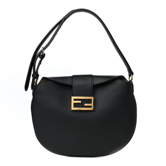 FENDI Calfskin Small Croissant Hobo Black | FASHIONPHILE (US)