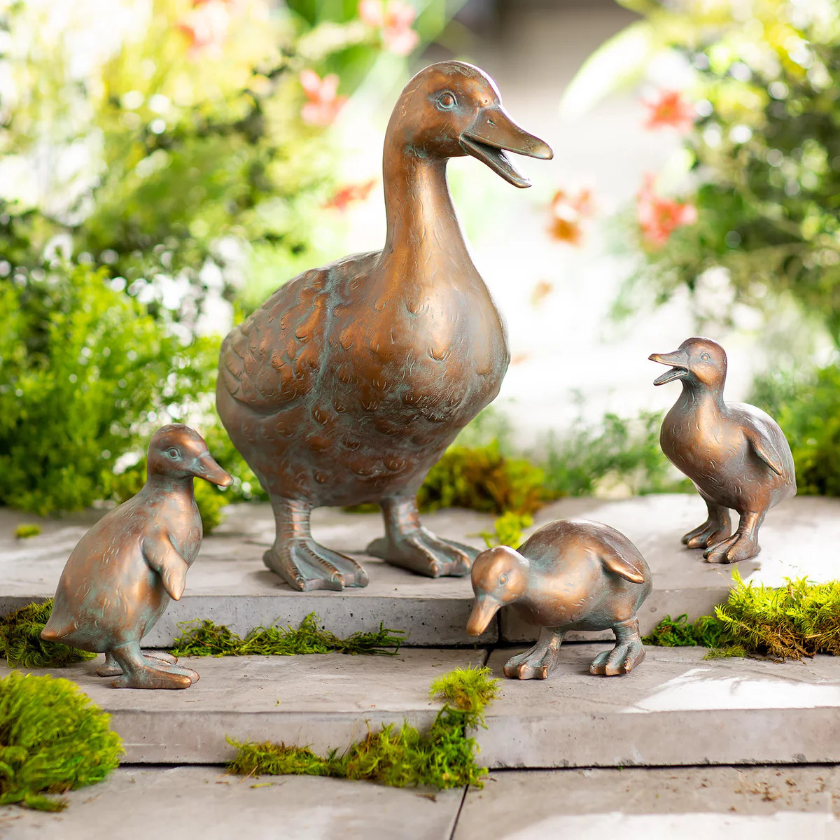 Duck Family with Mother and Three Babies, Set of 4 | Plow & Hearth