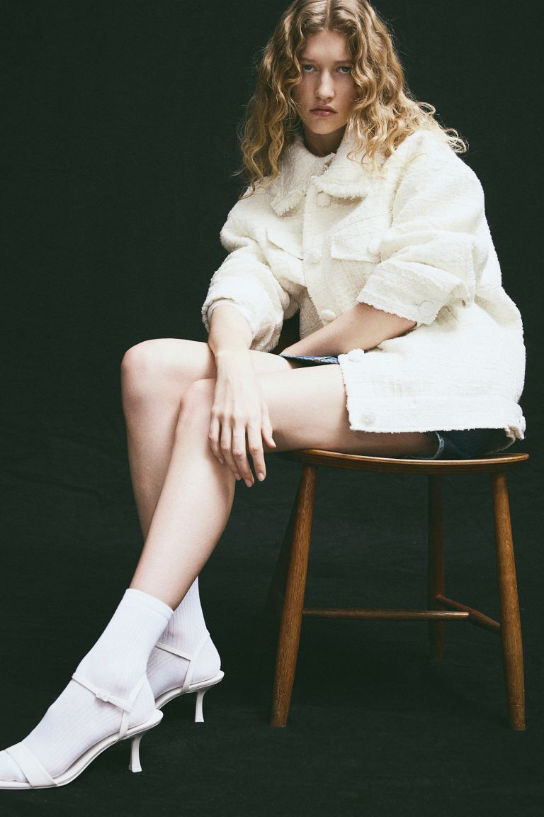 Textured-weave jacket - Cream - Ladies | H&M GB | H&M (UK, MY, IN, SG, PH, TW, HK)