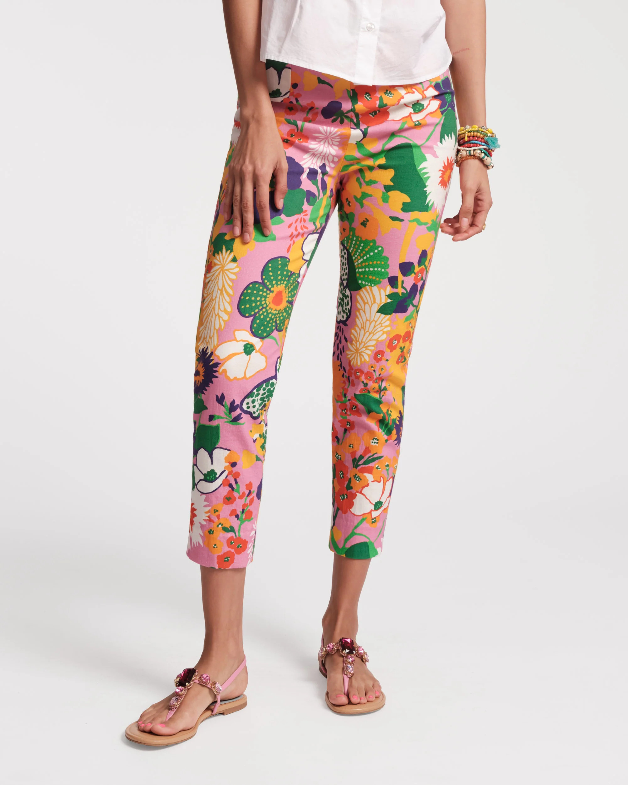Lucy Cigarette Pant Cotton Stretch Botanical Bash | Frances Valentine