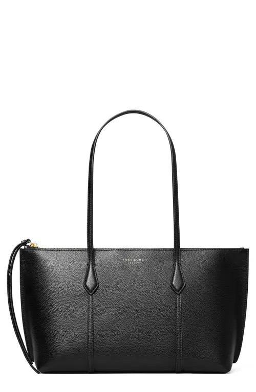 Tory Burch Small Perry Leather Zip Tote in Black at Nordstrom | Nordstrom