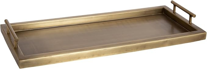 Kate and Laurel Halsey Decorative Metal Narrow Rectangle Tray with Useful Handles, 24 x 10, Antiq... | Amazon (US)