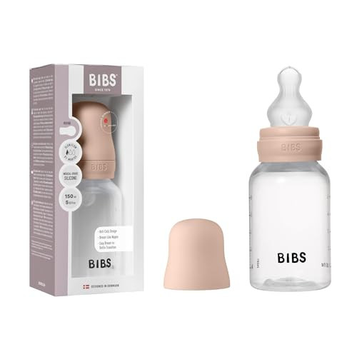 BIBS Baby Bottle 5 oz / 150 ml Silicone Nipple - Anti-Colic, BPA-Free, Round Nipple, Slow Flow, Lightweight & Easy to Clean, Suitable for Newborns 0+ Years - Blush | Amazon (US)