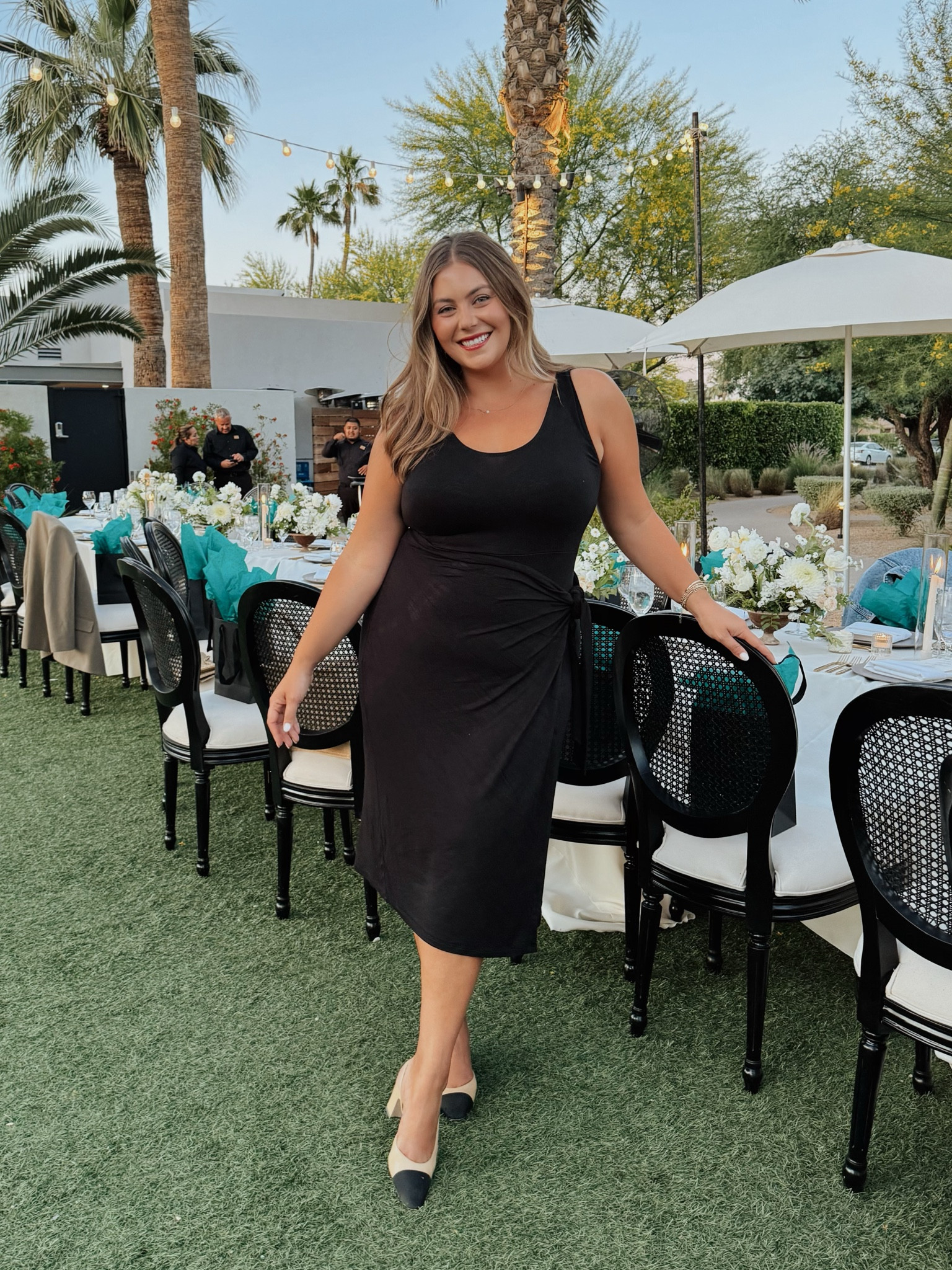 Summer outfit - dinner date outfit! 
Wearing 1X in dress (sharing similar styles). Use CARALYN10 at Spanx. 

#LTKmidsize #LTKparties #LTKSeasonal