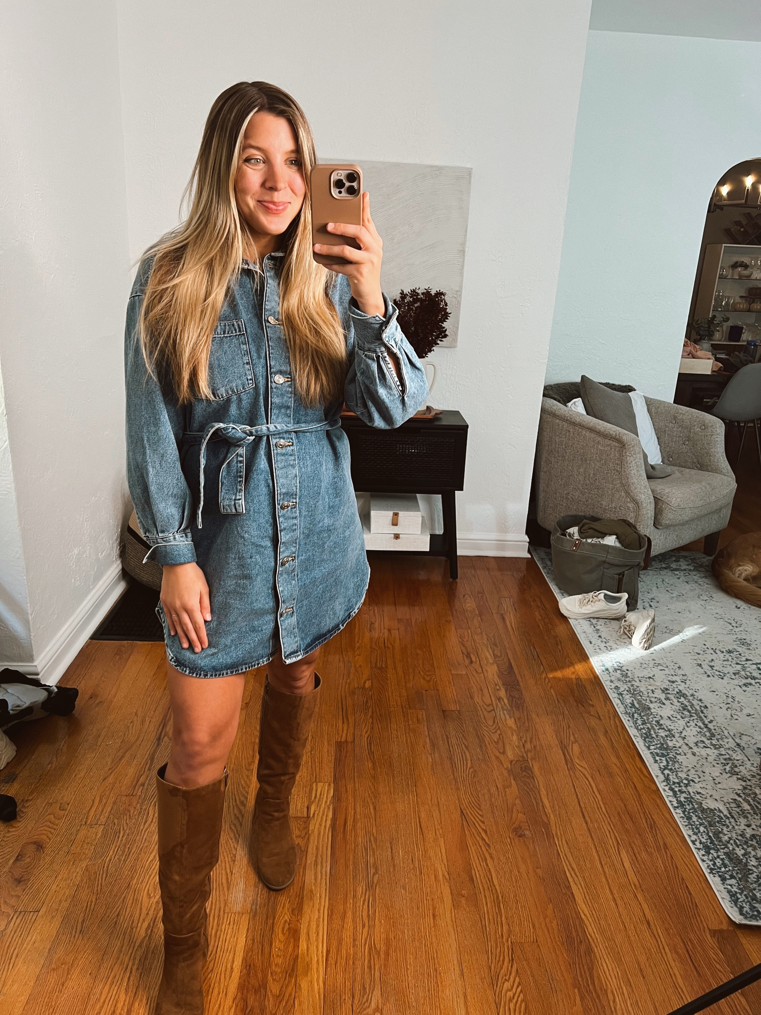 Denim shirt dress! 

#LTKunder100 #LTKSeasonal