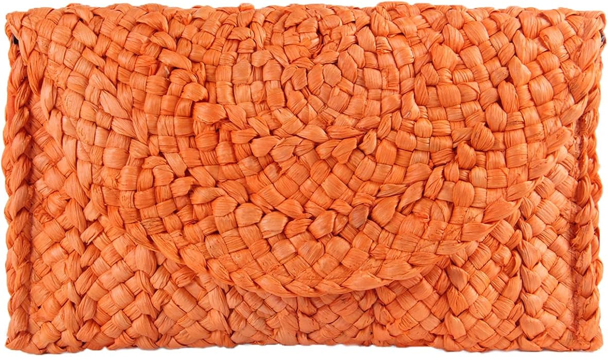 Women Straw Clutch Purse Handbag Straw Shoulder Bag Summer Beach Bag Woven Bag Envelope Purse Wal... | Amazon (US)