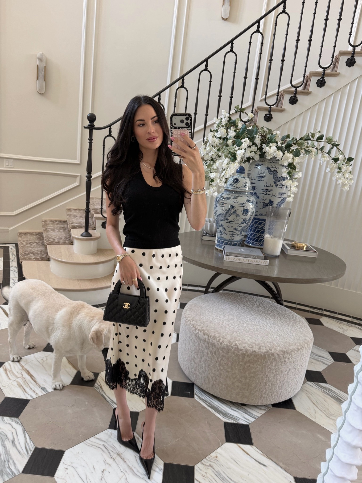 Wearing XS in skirt and top 🖤