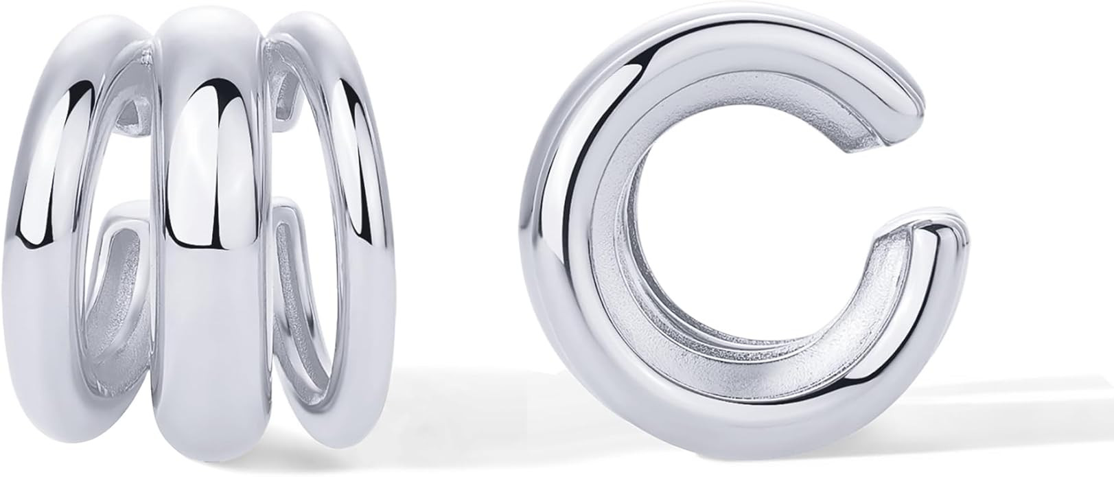 PAVOI 14K Gold Plated 925 Sterling Silver Round Huggie Ear Cuff Earrings for Women | Clip On Cart... | Amazon (US)