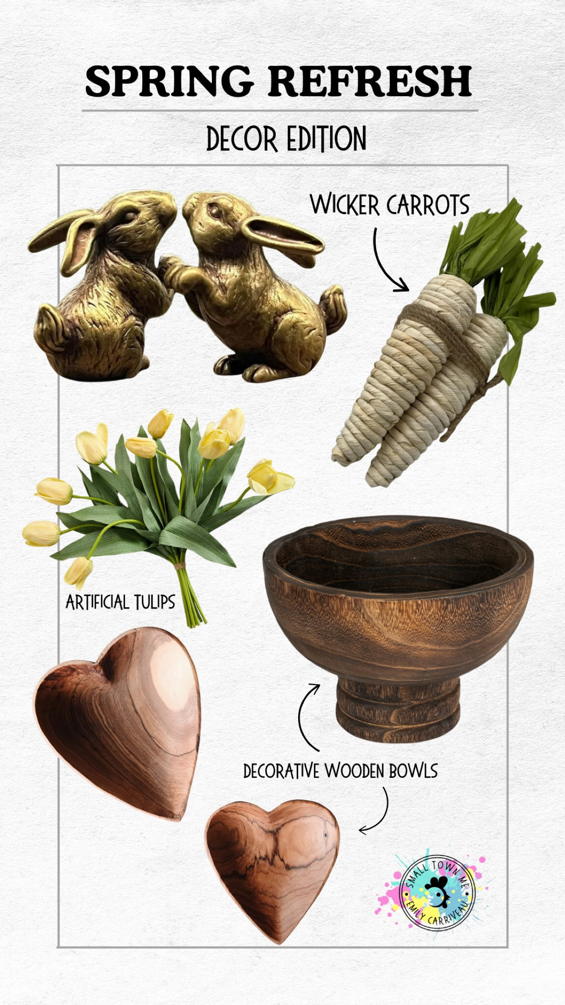 Spring decor I’m loving! Wooden decorative bowls, kissing bunny statues, artificial tulips. 


#LTKHome #LTKSeasonal #LTKStyleTip