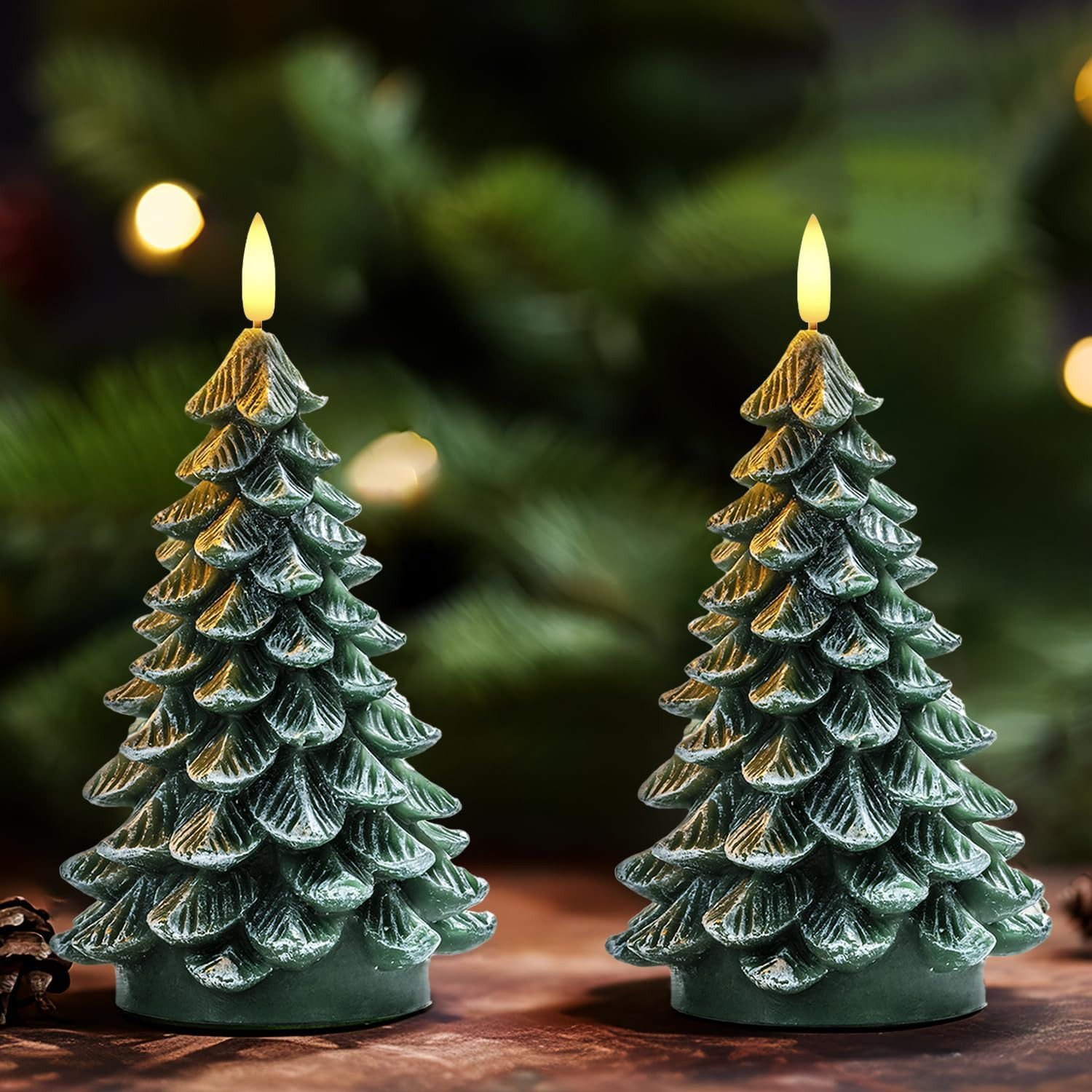 Homemory Christmas Tree Candles with 6 Hours Timer, 2 Pcs Waxy LED Flameless Candles Flickering, ... | Amazon (US)