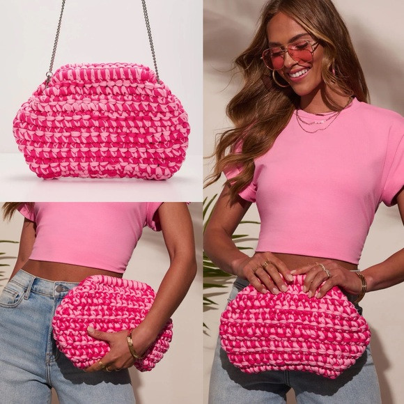 Pink Crochet Clutch Bag | Poshmark