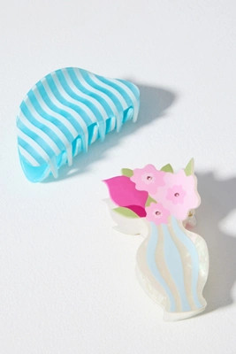 Frasier Sterling Buy Me Flowers Claw Clips, Set of 2 | Anthropologie (US)