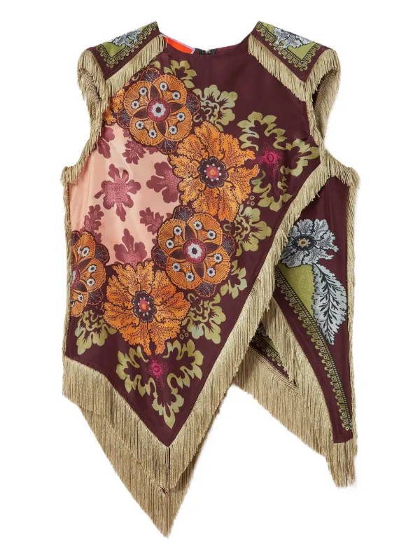 floral-print fringed scarf top | Farfetch Global