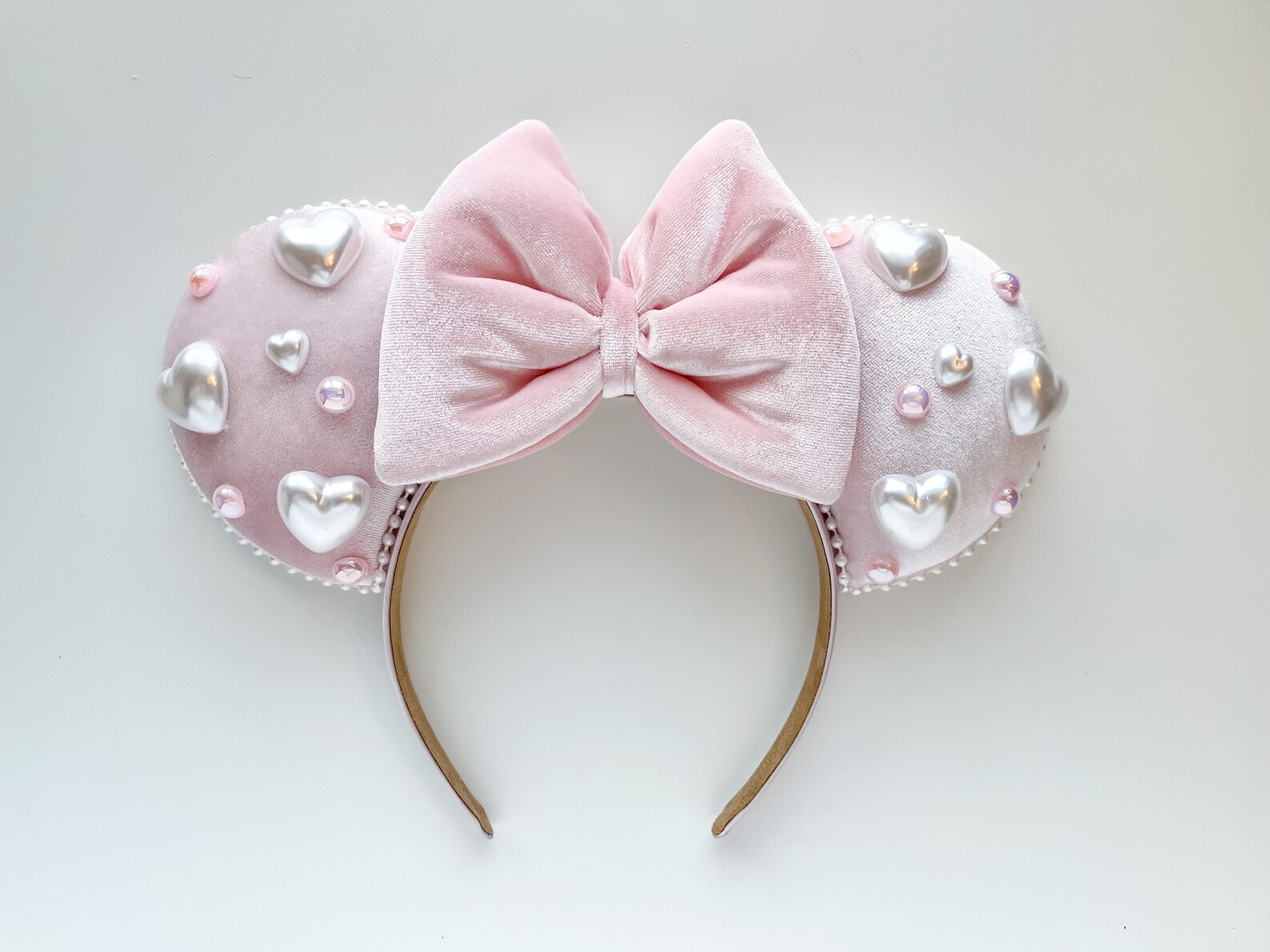 Valentines Day Pearl Heart Velvet Inspired Mouse Ears Mickey Ears Headband | Etsy (US)