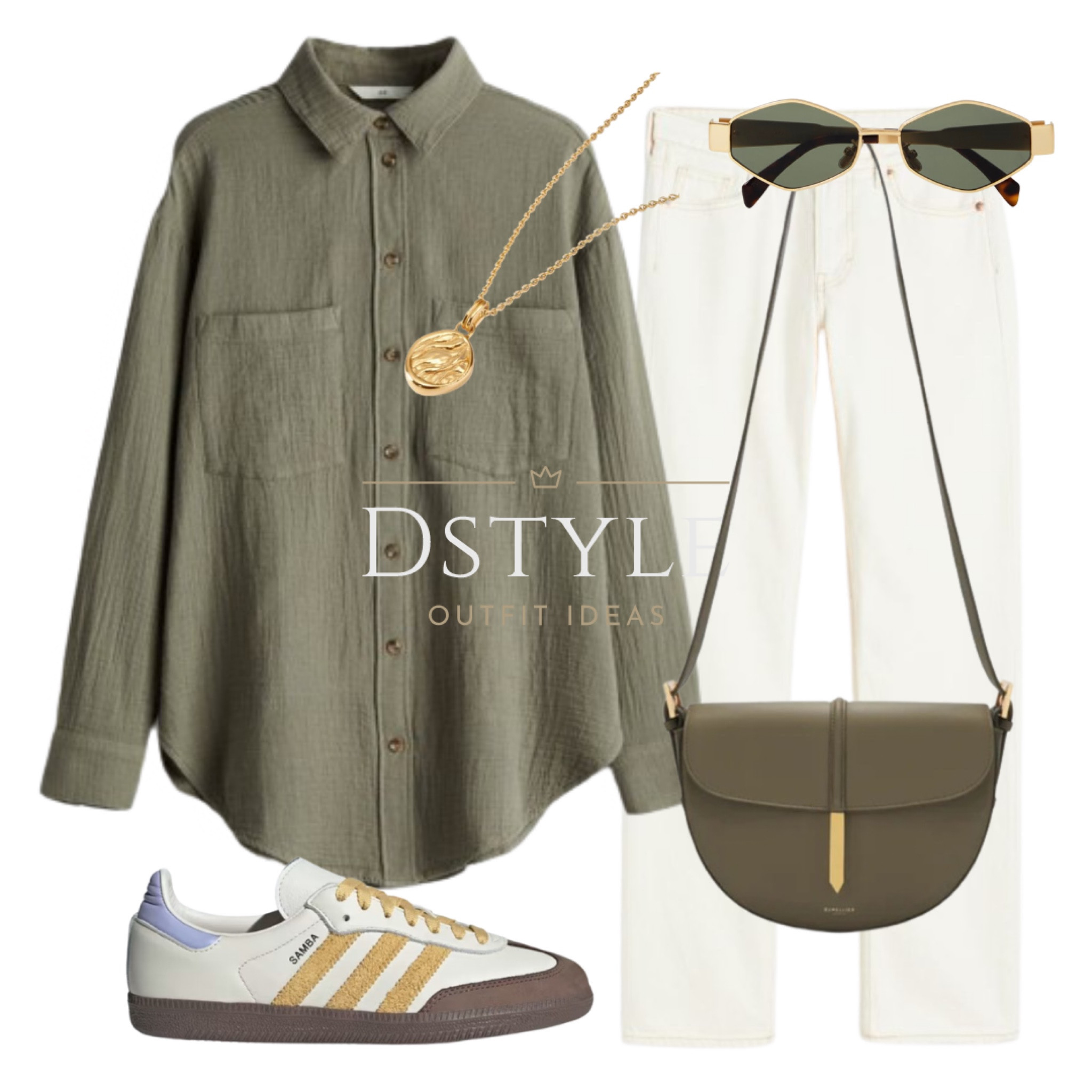 Khaki green shirt, cream jeans, olive bag, Adidas Samba, ootd, spring look, spring fashion, spring outfit, comfort and style, easy fit

#LTKfindsunder50 #LTKshoecrush #LTKstyletip