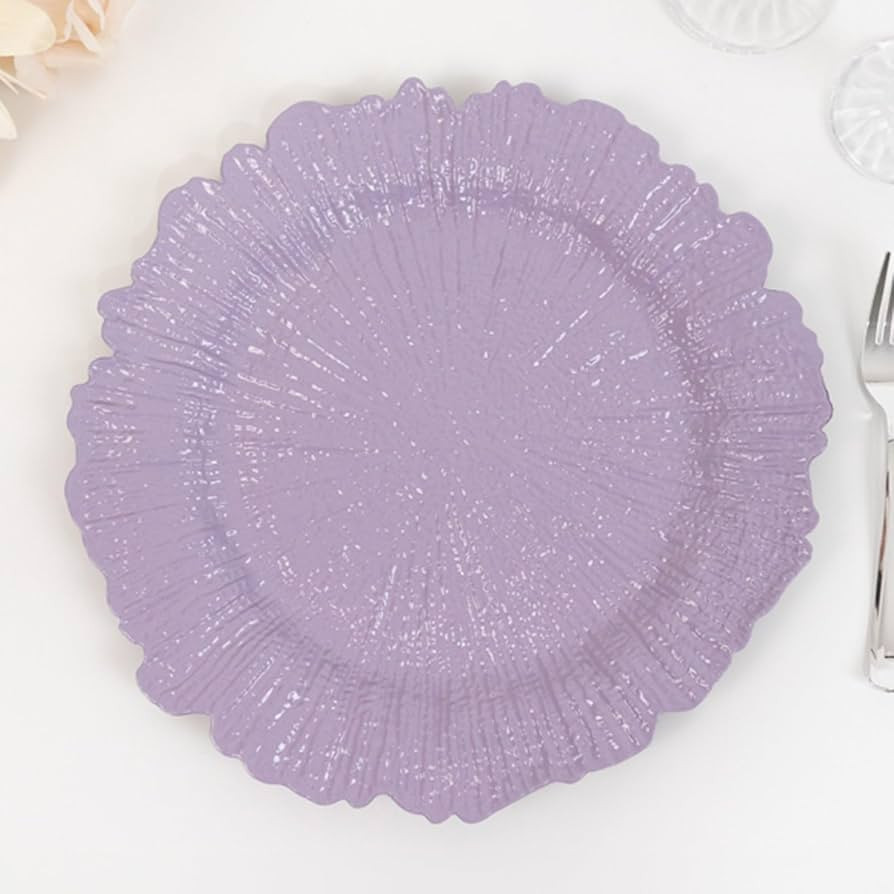13" Charger Plates - Set of 12 - Acrylic Lavender Lilac Round Reef Disposable Chargers, Ideal for... | Amazon (US)