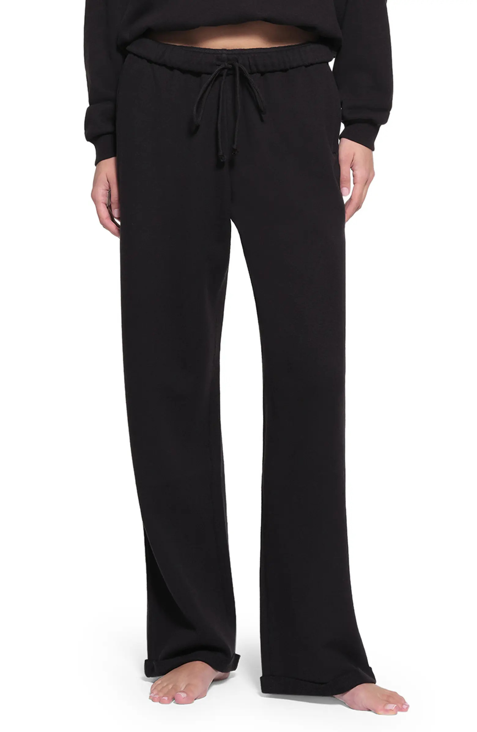SKIMS Cotton Blend Fleece Classic Straight Leg Pants | Nordstrom | Nordstrom