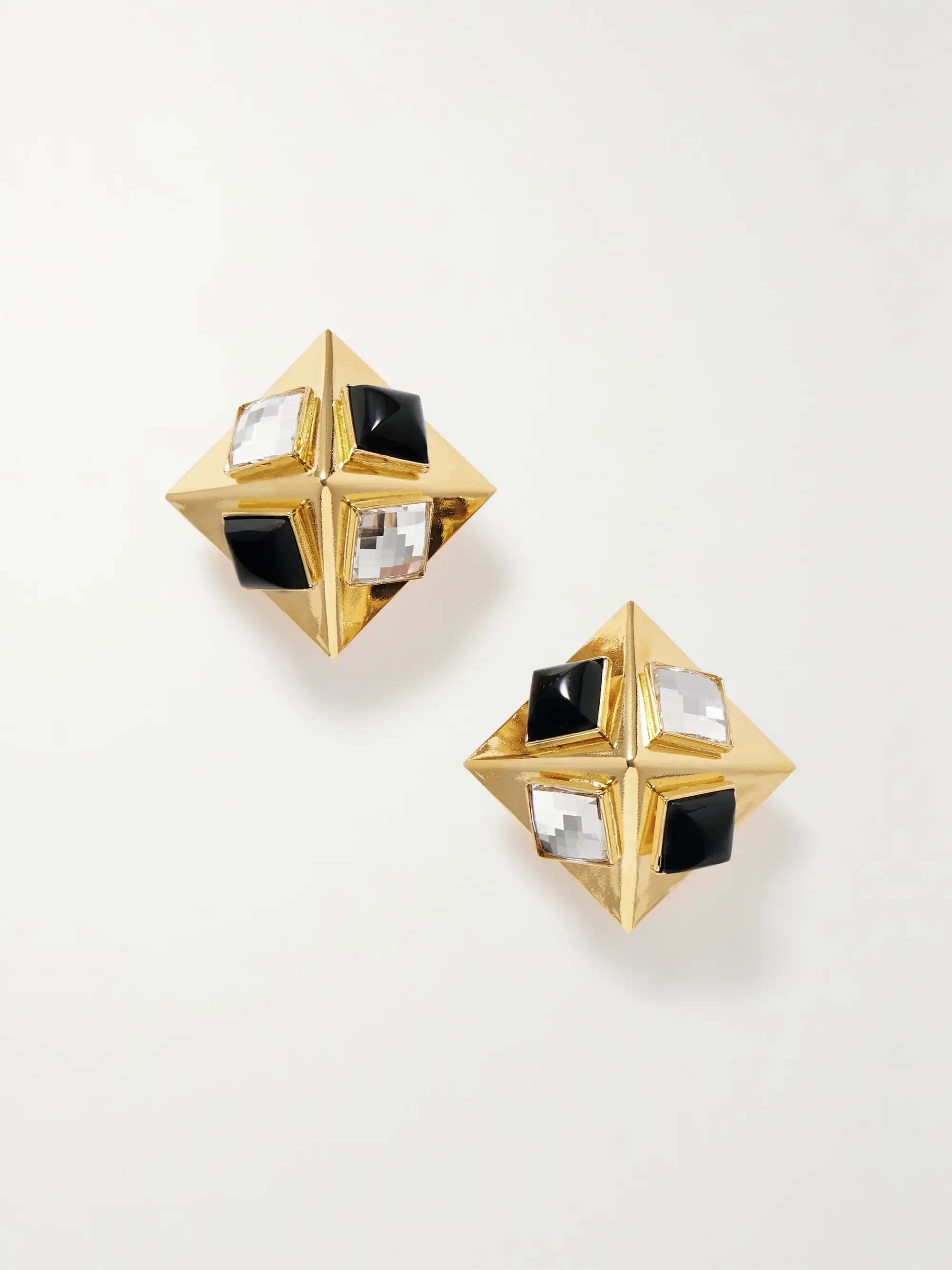 Pyramid gold-tone crystal clip earrings | NET-A-PORTER (UK & EU)