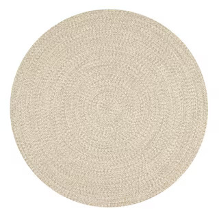 Lefebvre Casual Braided Tan 8 ft. Indoor/Outdoor Round Patio Rug | The Home Depot