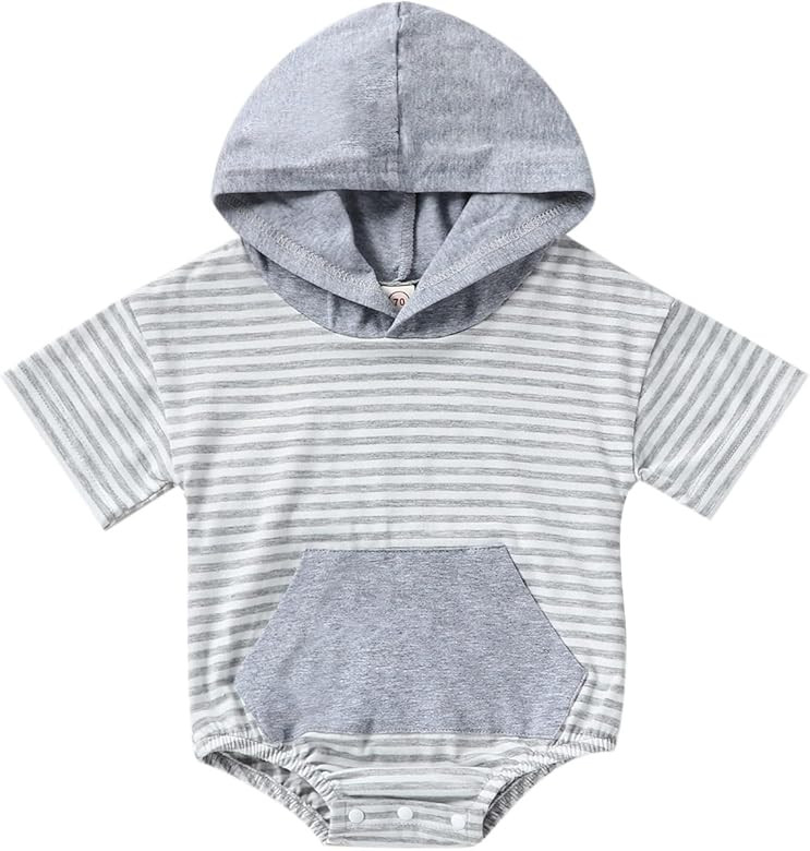 Thorn Tree Newborn Baby Boy Hooded Sweatshirt Long Sleeve Solid Romper Infant Baby Fall Winter On... | Amazon (US)