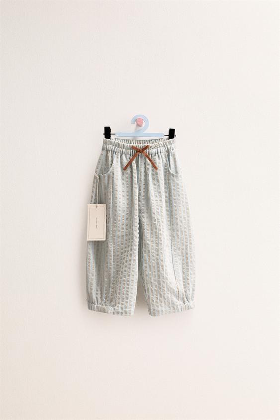 ZARA TIMELESS - STRIPED TEXTURED BAGGY PANTS | Zara US