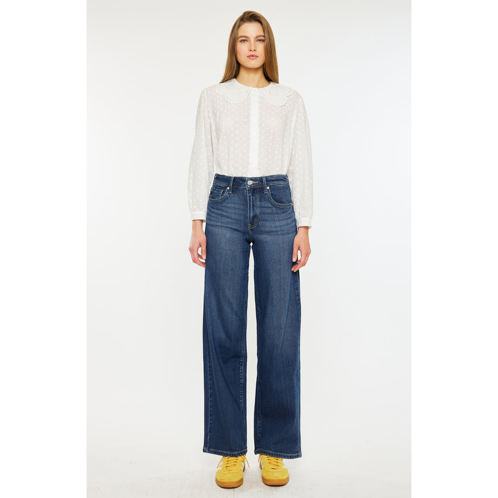 KanCan Samara High Rise Wide Leg Jeans in Dark Wash at Nordstrom, Size 27 | Nordstrom